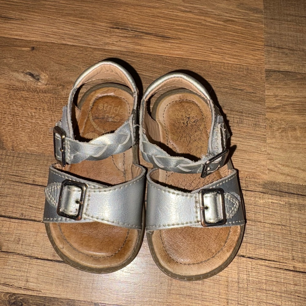 Stride Rite Metallic Silver Kids Sandals
